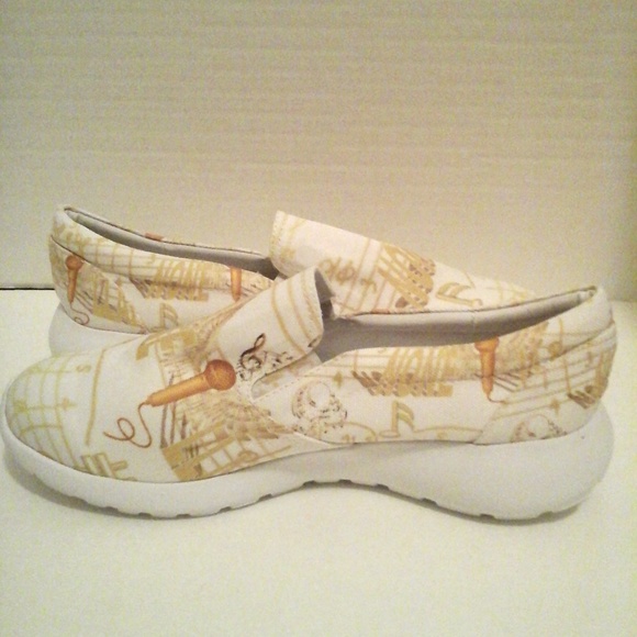 Gold and White Noneillah Men Music Note Slip-Ons main image 5